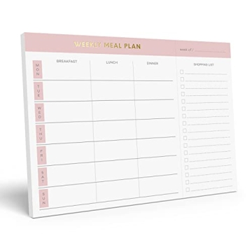 Sweetzer & Orange Weekly Meal Planner and Grocery List Magnetic Notepad. Pink 10x7” Meal Planning ...