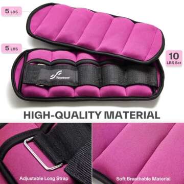 Sportneer Adjustable Ankle Weights 1 Pair 2 4 6 8 10 Lbs Leg Weight Straps for Women Men, Weighted Ankle Weights Set for Gym,Fitness, Workout,Walking