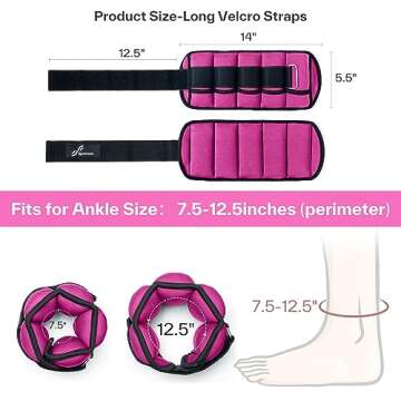 Sportneer Adjustable Ankle Weights 1 Pair 2 4 6 8 10 Lbs Leg Weight Straps for Women Men, Weighted Ankle Weights Set for Gym,Fitness, Workout,Walking