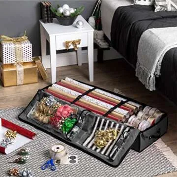ZOBER Wrapping Paper Storage Containers - 40 Inch Gift Wrapping Organizer Storage W/Interior Pockets...