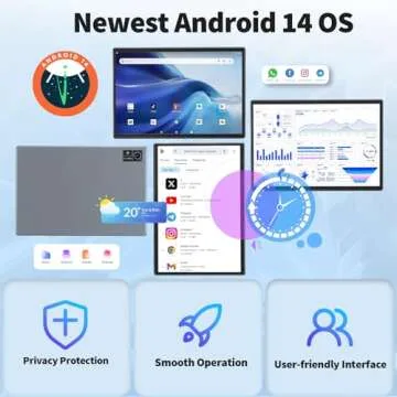 Android 14 Tablet with Keyboard, 16GB RAM, 10-inch Touchscreen