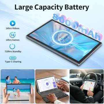 Android 14 Tablet with Keyboard, 16GB RAM, 10-inch Touchscreen
