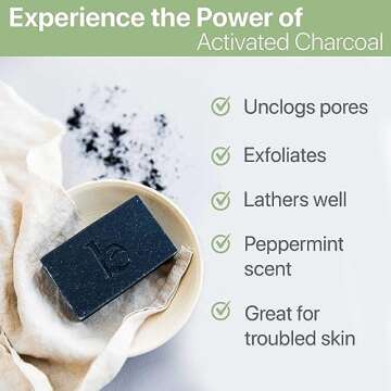 Peppermint Tea Tree Charcoal Facial Bar Soap - USA Made with Natural & Organic Ingredients, Face Was...