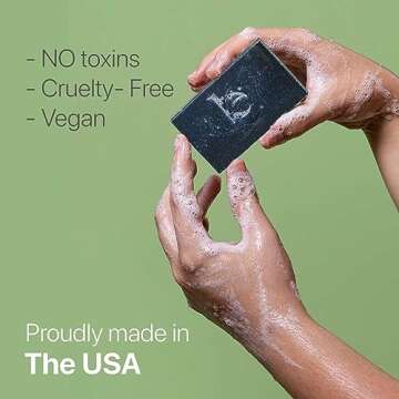 Peppermint Tea Tree Charcoal Facial Bar Soap - USA Made with Natural & Organic Ingredients, Face Wash Black Soap Bar for Acne, Eczema & Psoriasis, Detoxifying Charcoal for Oily & Sensitive Skin
