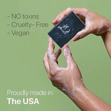 Peppermint Tea Tree Charcoal Facial Bar Soap - USA Made with Natural & Organic Ingredients, Face Wash Black Soap Bar for Acne, Eczema & Psoriasis, Detoxifying Charcoal for Oily & Sensitive Skin