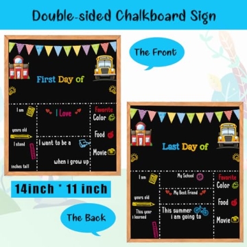 First Last Day School Chalkboard Sign Double-Sided Frame