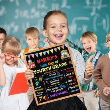 First Last Day School Chalkboard Sign Double-Sided Frame