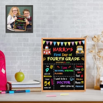 First Last Day School Chalkboard Sign Double-Sided Frame