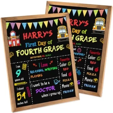 First Last Day School Chalkboard Sign Double-Sided Frame