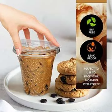 PAMI 50 Pack Clear 12oz Cups with Reusable Sip Lids