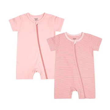 Teach Leanbh Baby Boys or Girls 2 Pack Pajamas Cotton Short Sleeve Zipper Romper Jumpsuits Sleep and...