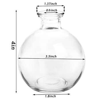 SOUJOY Set of 12 Small Glass Ball Bud Vase, Unique Mini Low Sitting Flower Vase, Clear Floral Center...