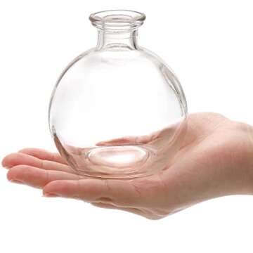 SOUJOY Set of 12 Small Glass Ball Bud Vase, Unique Mini Low Sitting Flower Vase, Clear Floral Centerpieces for Home Decor, Weddings, Floral Arrangements, Events, Parties