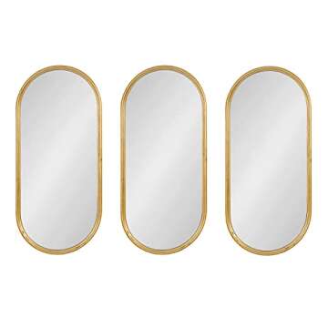 Kate and Laurel Caskill Glam Wall Mirror Set, Set of 3, 10 x 22, Gold, Decorative Modern Mirror Wall...