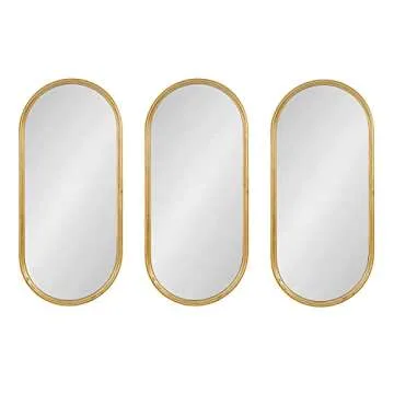Kate and Laurel Caskill Glam Wall Mirror Set, Set of 3, 10 x 22, Gold, Decorative Modern Mirror Wall...
