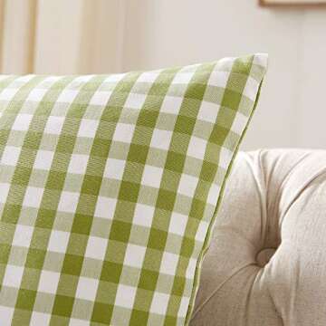 Farmhouse Gingham Throw Pillow Covers Pack of 2 18x18