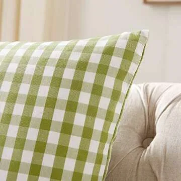 Farmhouse Gingham Throw Pillow Covers Pack of 2 18x18