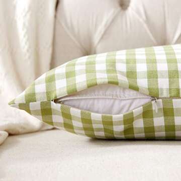 Farmhouse Gingham Throw Pillow Covers Pack of 2 18x18