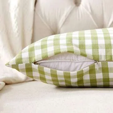 Farmhouse Gingham Throw Pillow Covers Pack of 2 18x18