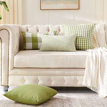 Farmhouse Gingham Throw Pillow Covers Pack of 2 18x18