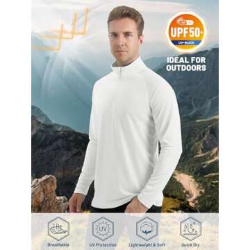 TACVASEN Men's Athletic Hiking Shirts Long Sleeve 1/4 Zip Pullover Tops UV Sun Protection Shirts for...