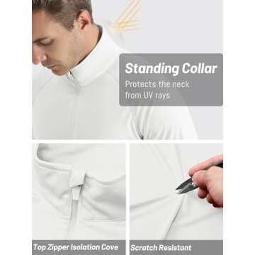 TACVASEN Men's Athletic Hiking Shirts Long Sleeve 1/4 Zip Pullover Tops UV Sun Protection Shirts for Summer Activewear Long Sleeve Dry Fit Men White S