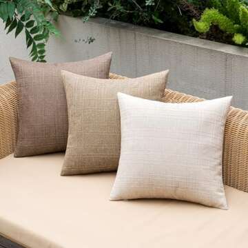 MIULEE Outdoor Waterproof Throw Pillow Covers Decorative Farmhouse Water Resistant Cushion Covers for Tent Patio Garden Couch Sofa Pack of 2, 20x20 Inch Beige