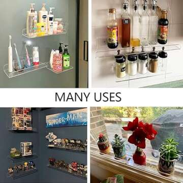 Window Shelf for Plants 12 Inch 2 Pack, Suction Cup Clear Acrylic Indoor Plant Shelf Window Ledge Garden- Window Sill Extender for Micro greens Kit, Seed Starter Pots, Planters