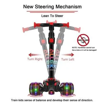 Allek 2-in-1 Kids Kick Scooter D01, Anti Skid 3 Wheel Light Up Push Scooter with Height Adjustable and Removable Seat for Boys Girls 3-12yrs (Dual Color Red-Black)