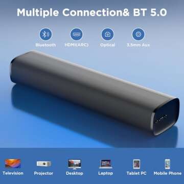MZEIBO TV Sound Bar with 50W Sound and Bluetooth Connectivity