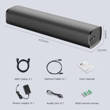 MZEIBO TV Sound Bar with 50W Sound and Bluetooth Connectivity