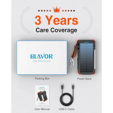BLAVOR 20000mAh Solar Charger Power Bank with 4 Cables