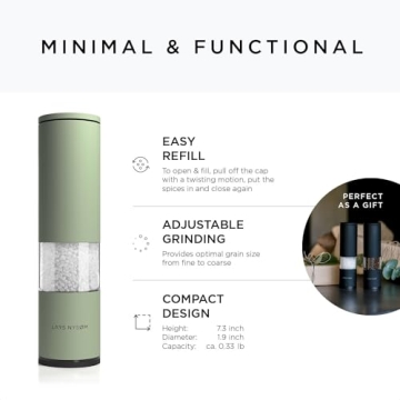 LARS NYSØM Elegant Salt and Pepper Mill Set - Adjustable Ceramic Grinders