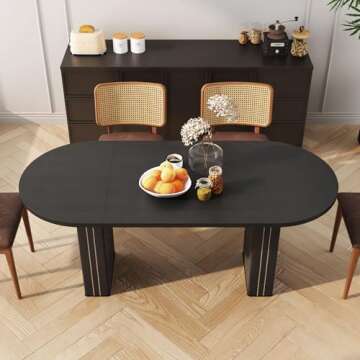 Elegant 70.8 Inch Oval Kitchen Dining Table for 4-6
