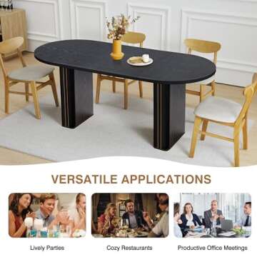 Elegant 70.8 Inch Oval Kitchen Dining Table for 4-6