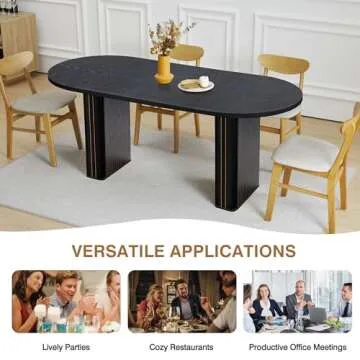 Elegant 70.8 Inch Oval Kitchen Dining Table for 4-6