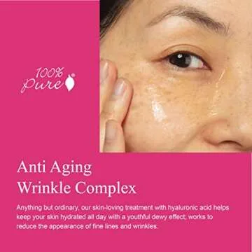 100% PURE Rose Hyaluronic Acid Facial Serum Deeply Hydrating Natural Care Soothe & Replenish Suppleness Bounce Dry, Dehydrated Skin - Vegan - 1oz