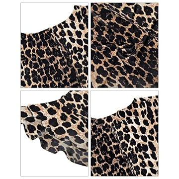 luvamia Women's Leopard Print Bell Sleeve Top