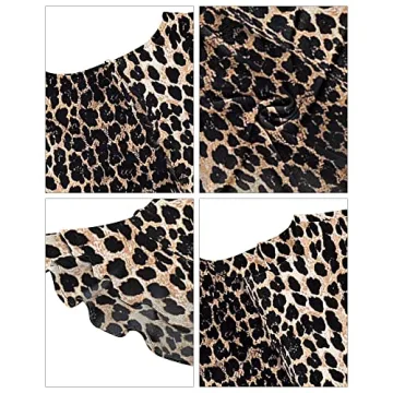 luvamia Women's Leopard Print Bell Sleeve Top