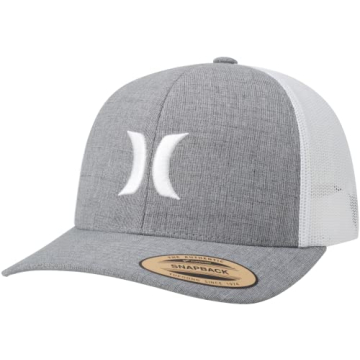 Hurley Del Mar Snap Back Trucker Hat for Men, Cool Grey Heather