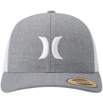 Hurley Del Mar Snap Back Trucker Hat for Men, Cool Grey Heather