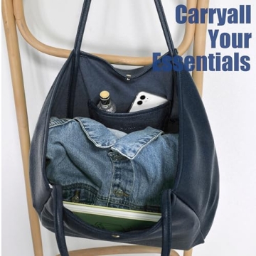 HOXIS Oversize PU Leather Tote Stylish Travel Handbag