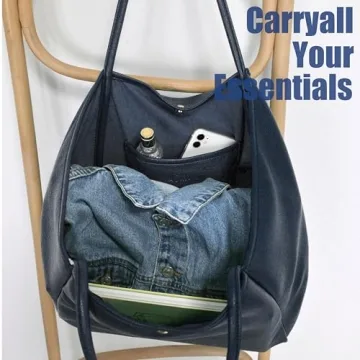 HOXIS Oversize PU Leather Tote Stylish Travel Handbag