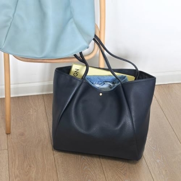 HOXIS Oversize PU Leather Tote Stylish Travel Handbag