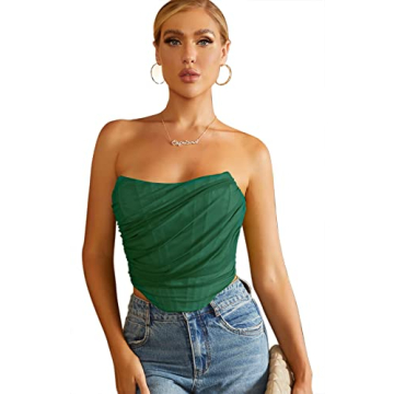 MOALLUOM Mesh Corset Crop Top Bustier - Stylish & Comfort Fit for Women