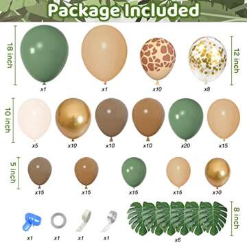170Pcs Jungle Safari Balloon Garland Kit for Parties