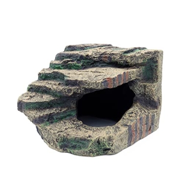 JIHAQUA Large Resin Reptile Tank Accessories Hideouts Cave Habitat Decor for Leopard Gecko Lizards T...