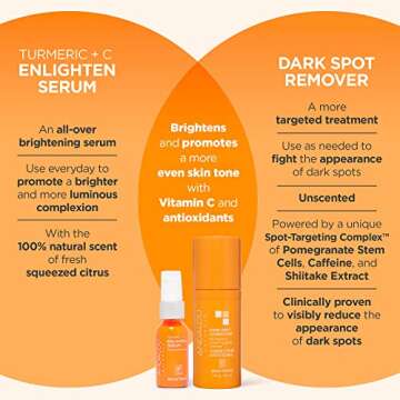 Andalou Naturals Turmeric + C Enlighten Serum, Skin Brightening with Vitamin C & Turmeric, Anti-Aging Care, Diminish Sun Damage, Lighten Skin, 1.1 Fl Oz.