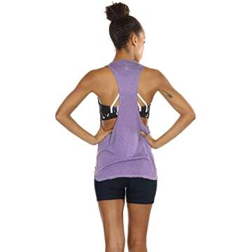 icyzone Workout Tank Tops for Women - Running Muscle Tank Sport Exercise Gym Yoga Tops Athletic Shirts (M, Lavender)