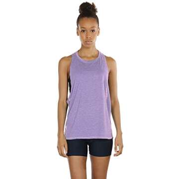 icyzone Workout Tank Tops for Women - Running Muscle Tank Sport Exercise Gym Yoga Tops Athletic Shirts (M, Lavender)